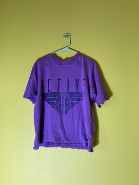Vintage Y2K Active Spirit USA Purple Graphic Tee